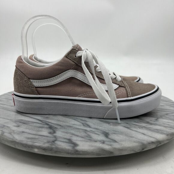 Vans Old Skool Shoes Womens 5.5 Taupe Suede and Canvas Lace Up Skate Sneaker - Picture 2 of 11